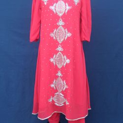Lovely Vintage Eastern Indian Red Tunic and Harem style Pant w/lovely Gold Thread detail