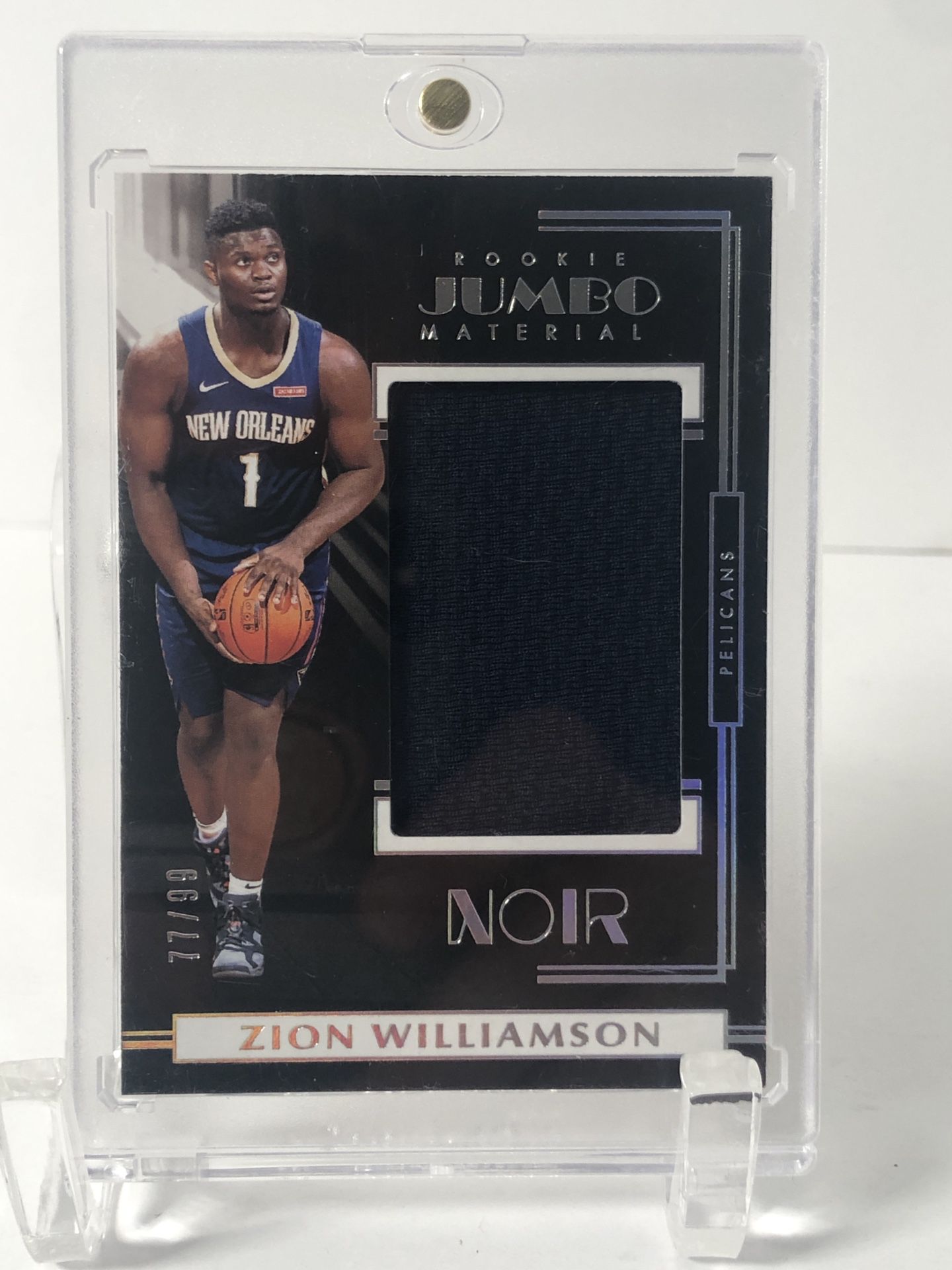 2019-20 Zion Williamson Rookie Noir Jumbo Material Patch 77/99