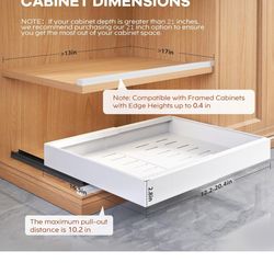 Pull Out Cabinet Organizer, 21'' Deep Pull Out Shelf Adhesive, Upgrade 3 Slide Rails Expandable Slide Out Drawers for Kitchen Cabinets, Adjustable Wid