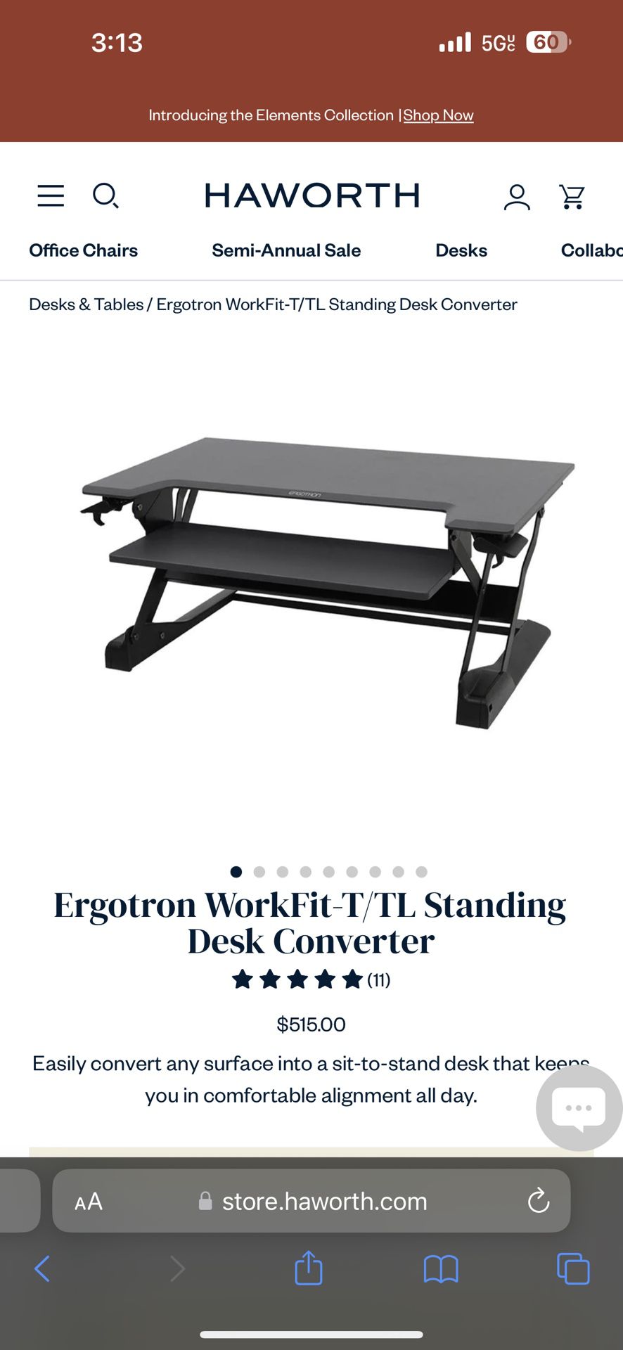$50 Ergotron Sit Stand Desk