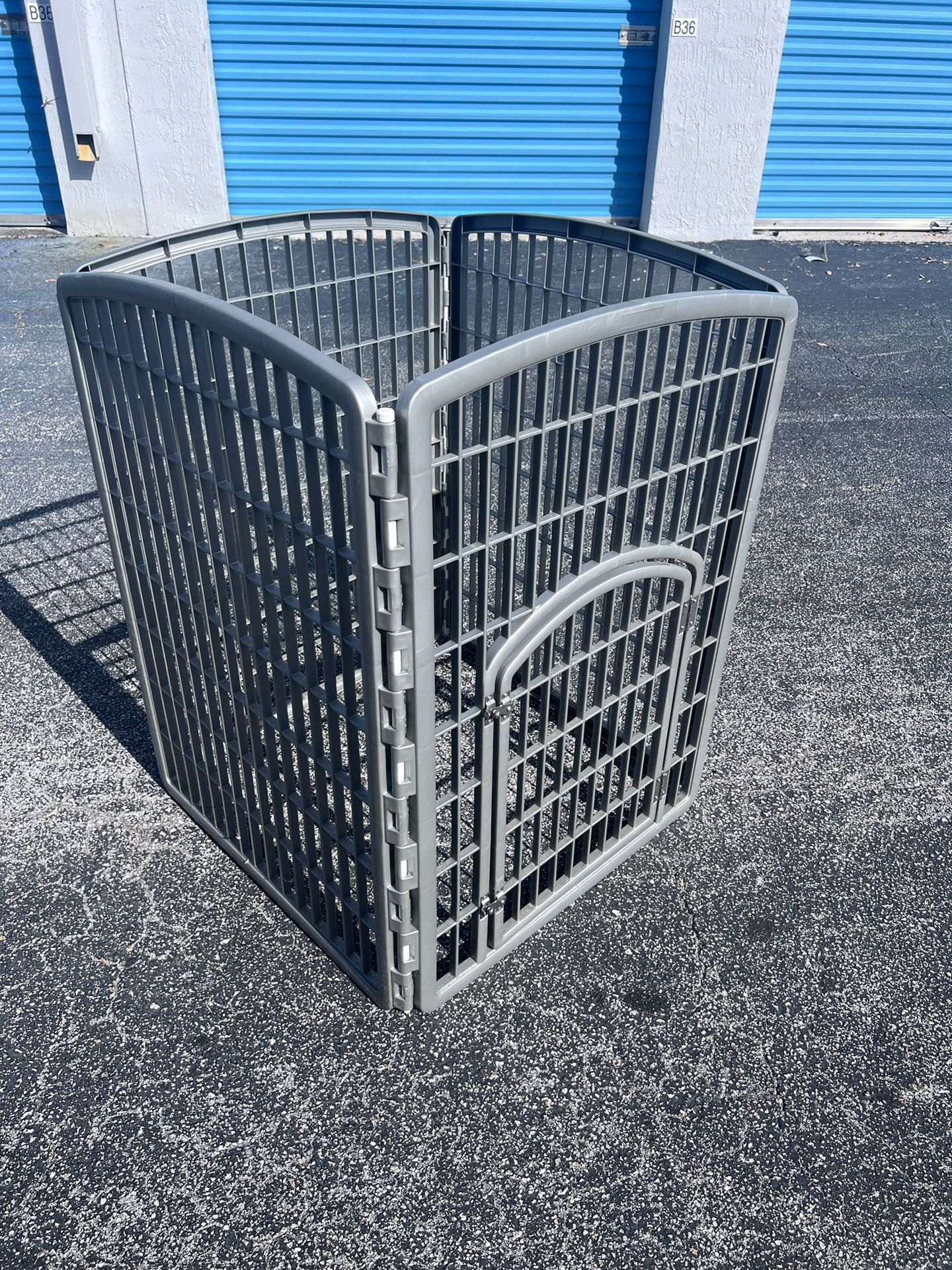 Foldable Plastic Square Tall Dog Pet Containment Fence Enclosure Playpen Kennel with Locking Gate! Each Panel 24.5x33in  One of the rods hold it toget