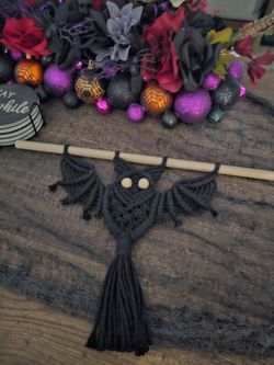 Macrame Bat Halloweeen Spooky Decor