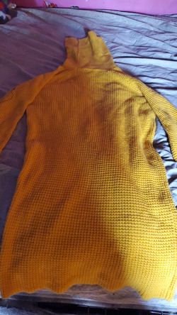 Turtle necked long sleeved yellow mustard dress
