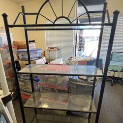 Wrought Iron Rack With Glass Shelves 