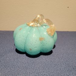 Hand Blown Aqua Pumpkin 