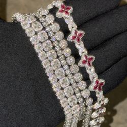 💎 Moissanite Tennis & Flower-Style Bracelets (Pass Diamond Tester)