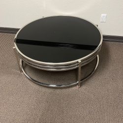VINTAGE CHROME & SMOKY GLASS COFFEE TABLE