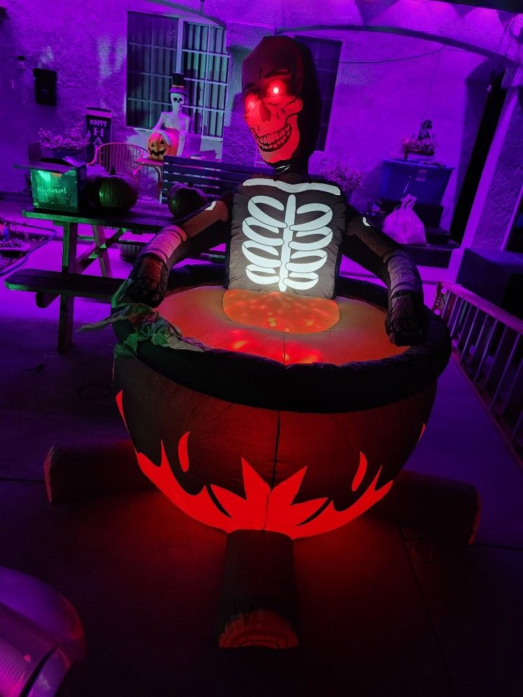 Halloween Skeleton In A Boiling Bowl 5ft 