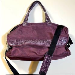 MC Joy Mangano Purple Wine Croc-Embossed Messenger Bag for office or travel