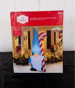 NEW 6.5 FT Christmas Gnome w/ Candy Cane Inflatable