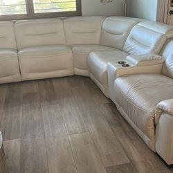 White Leather Sectional Couch