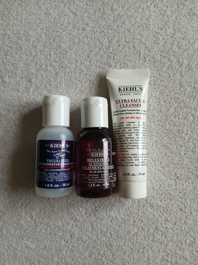 3 Pieces Kiehl's Ultra Facial Cleanser + Face Wash + Iris Treatment Essence Serum Toner
