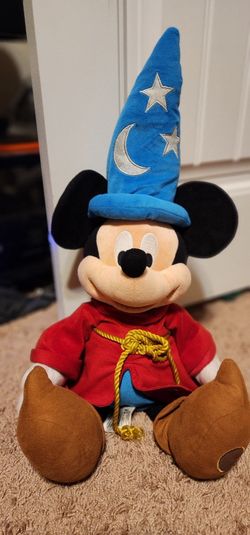 Large Fantasia Sorcerer Mickey Mouse Plush 22" Disney Store Exclusive Toy
