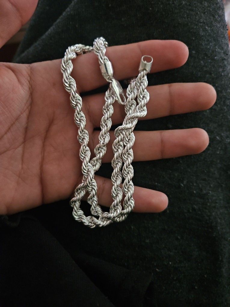 925 Silver Rope Chain Send Offers 7mm 22"