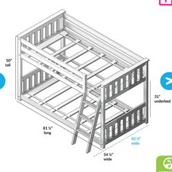 Twin Over Twin Low Bunk Bed (by Max and Lily)