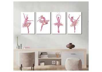 4Pcs Watercolor Ballet Canvas Wall Art