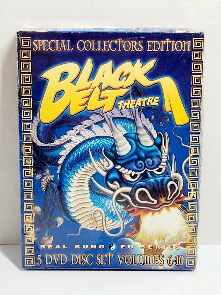 New Sealed Black Belt Theater Real Kung Fu Vols. 6-10 (DVD, 2004) 5-Disc Box Set. The image shows a "Black Belt Theatre Real Kung Fu Series" DVD box s