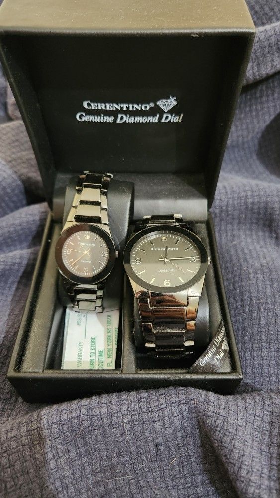 Cerentino His And Hers Stainless Steel Watches