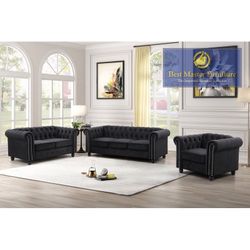 Velvet 3 Piece Sofa Set