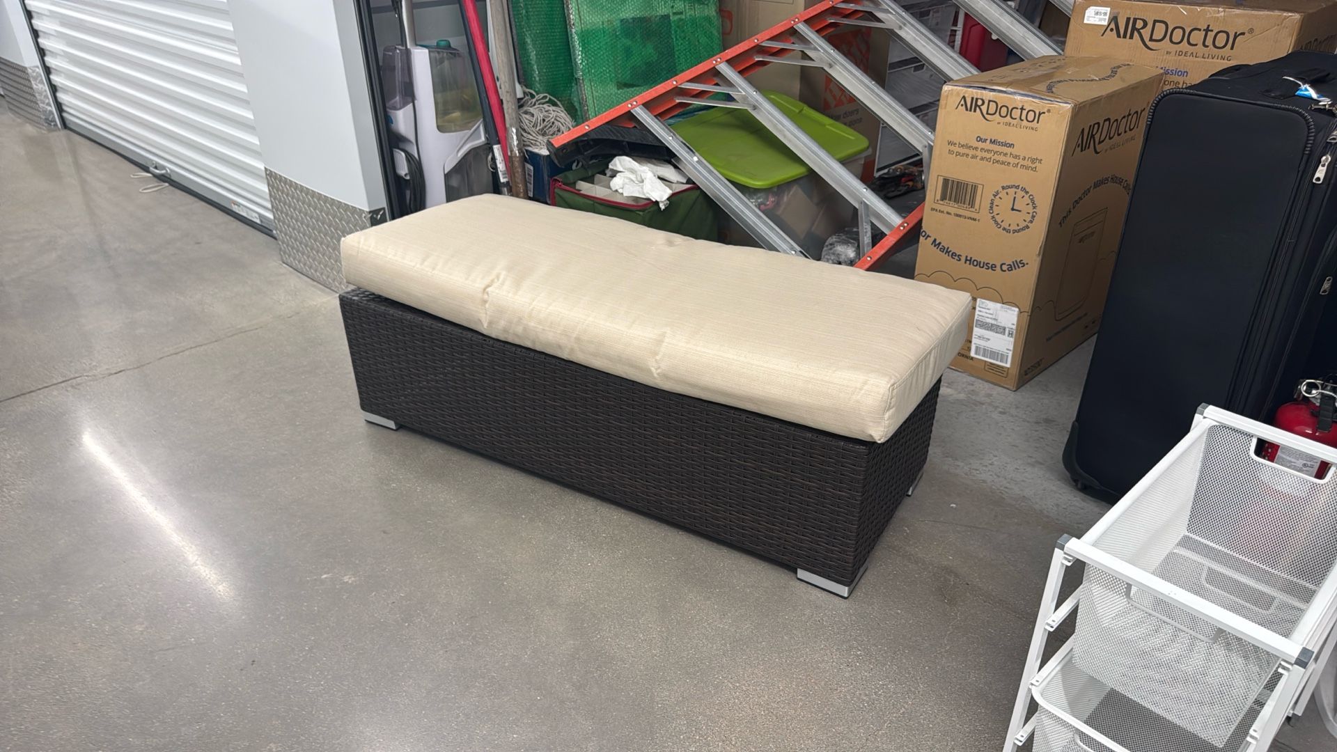 Brown Wicker Bench With cushion