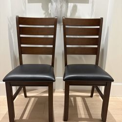 Set of 2 Ladder back Elliot Side Chairs by CrownMark, Accent Dining Table Chair Solid Hardwood