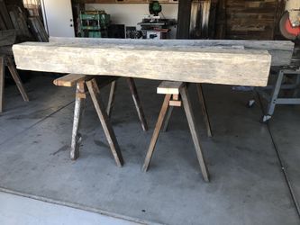 Reclaimed barnwood beams.
