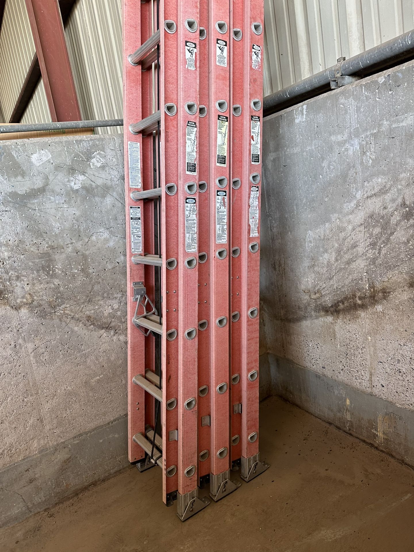 Group of 3 Werner 24 ft. Fiberglass Extension Ladder 300 lb. Load Capacity Type IA Duty Rating