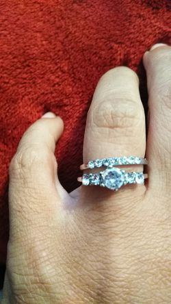 NWT CZ Silver Plated Ring Set