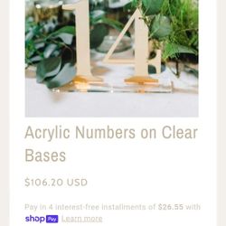 Black Acrylic Table Numbers With Stands 