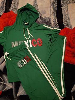 Mexico Hoodie Crop Top/Leggings Set-(Large)
