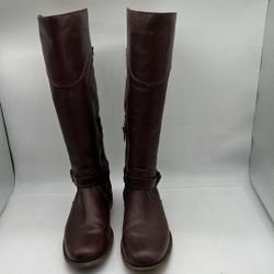 Frye Phillip Tall Riding Boots Women's 8.5 B Extended Calf Brown Leather (contact info removed)