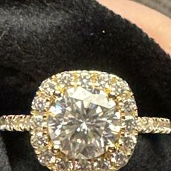 Size 7 , 3 Carat GRA Moissanite HALO set In Gold