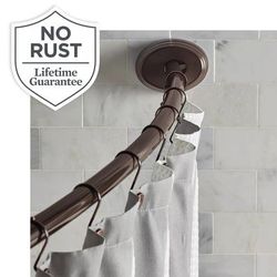 Smart 2-Way Mount 50”- 72" Rustproof Curved Shower Curtain Rod, Bronze