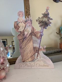 Vintage Father Christmas Print "Dummy Board" Cutout  - NEW