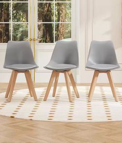 Set of 3 Mid-Century Modern Dining Chairs – Gray