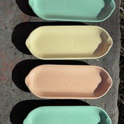 Colorful Ceramic Serving Trays Fiesta ware Utility Relish Trays Set Of 4