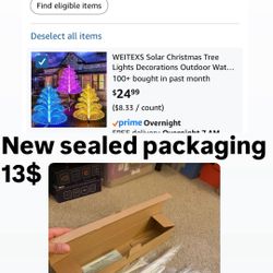 Solar Christmas Tree Lights Optical Fiber 7 Color Changing 3 Pack Outdoor, Waterproof, 5 Layer, for Yard Pathway Outside, Decorations, Decorative Gift