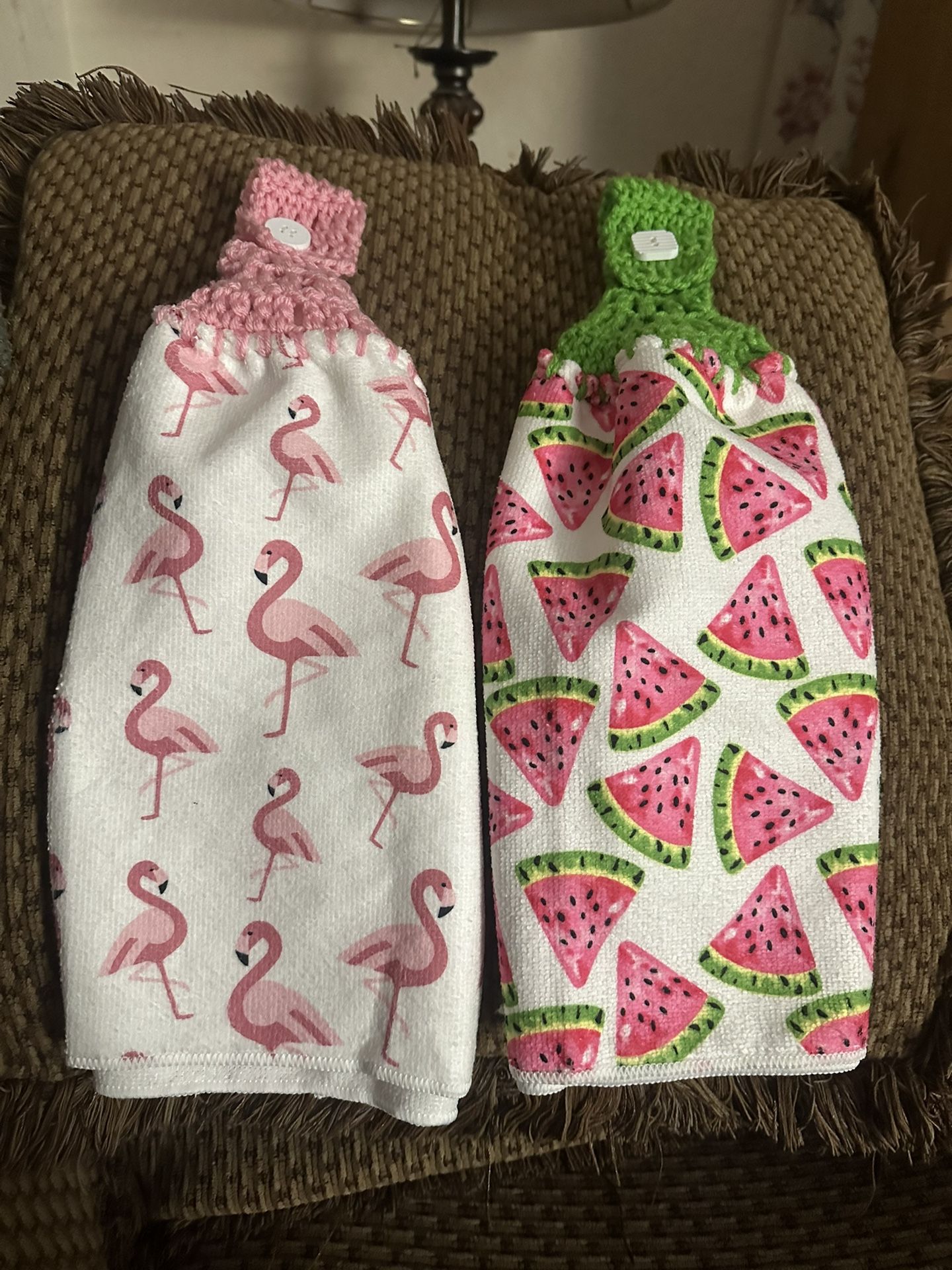 Handmade Flamingos And Watermelon Kitchen Towels On Full Towels