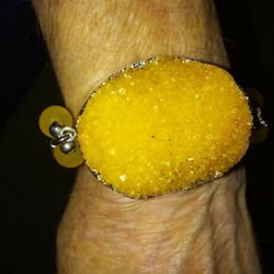 8 to 9 Inch Yellow Orange Drusy Anklet/ Bracelet Natural State Gem