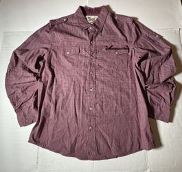 Pre Owned Excellent  JNCO Crown 85  Button Long Sleeve  Zip Button Pocket  Burgundy Red  Men  Size Large