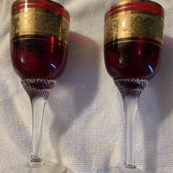 Belgium  Crystal Wine Goblet Glasses 