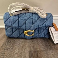 Coach Tabby 26 Blue Jean Quilted Shoulder Handbag