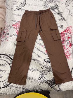 Brown Cargo Pants with Drawstring Waist
