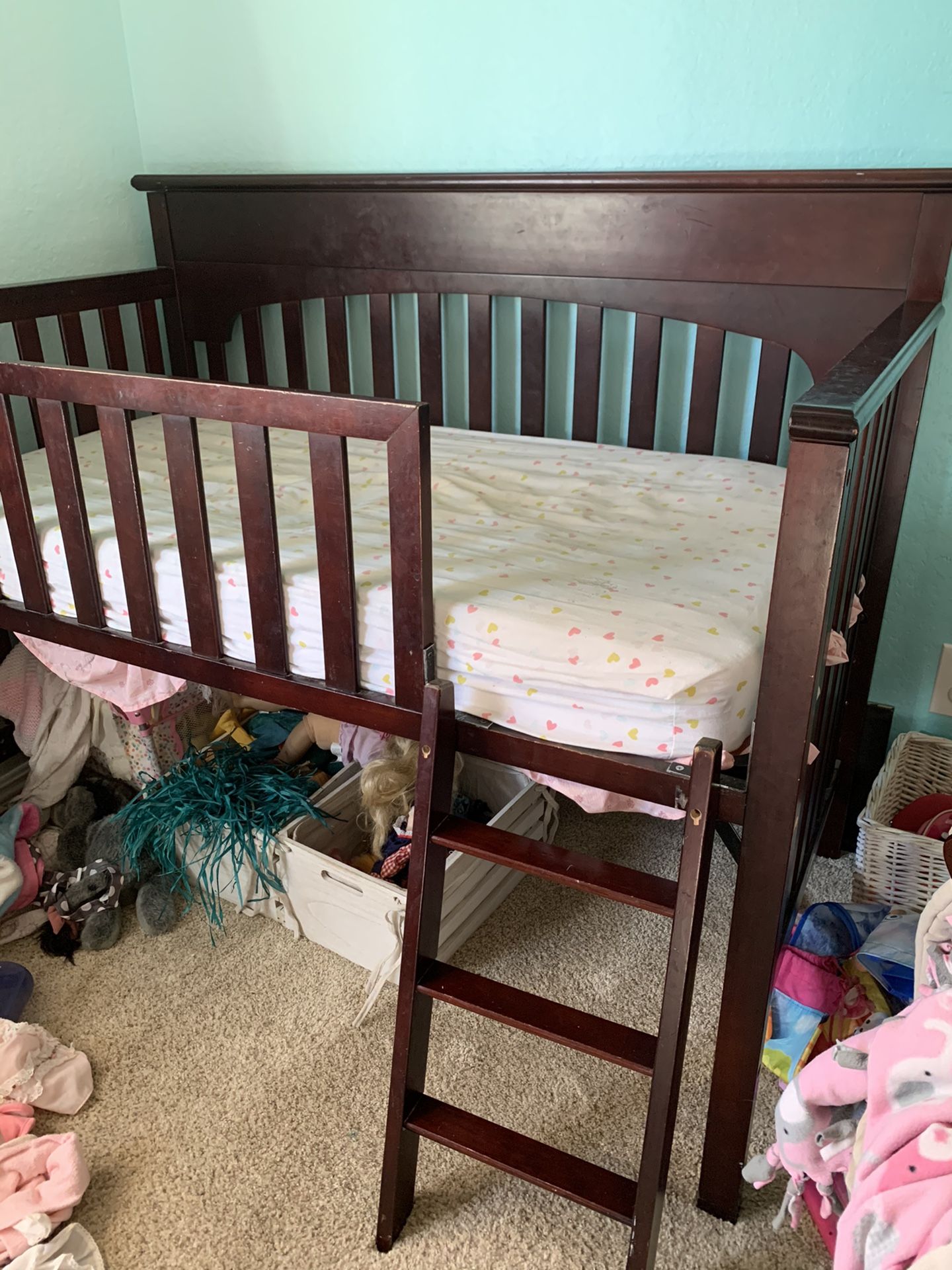 Converted crib to toddler bed & mattress.