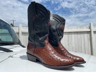 JW Ranch Genuine Full Quill Ostrich Cowboy Boots – 11EE