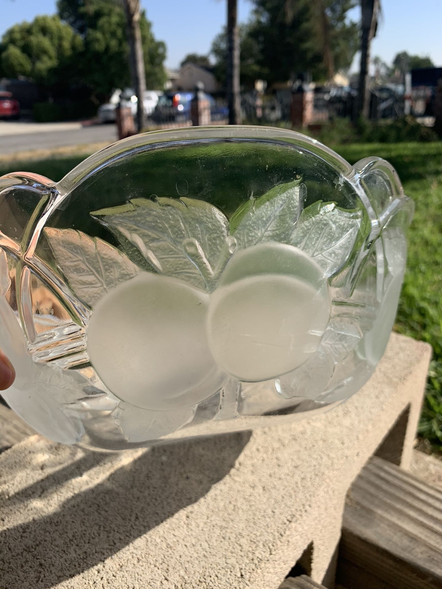 Glass fruit bowl