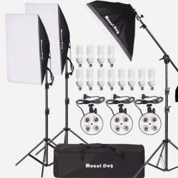 MOUNTDOG Photography Studio Softbox 3-Piece Lighting Kit (E27 95W) for Portrait Product Fashion Photography