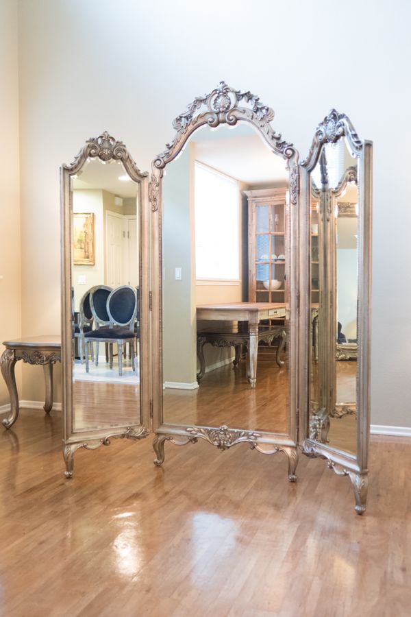 Antique French Floor Mirror Image And Candle