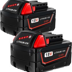 2 Pack 5.0Ah 18V Batteries Replace for Milwaukee M18 Battery Lithium lon 48-11-1850 48-11-1860, Compatible with Milwaukee m18 Battery Charger and 18 V