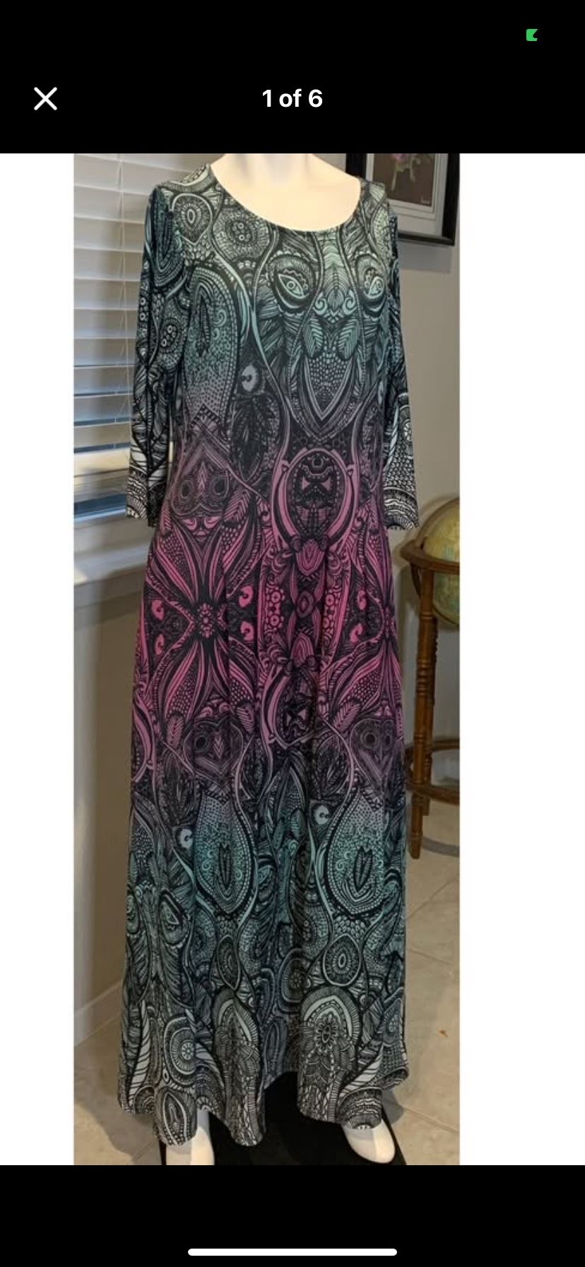 R&B Collection Blue and purple Ombre Maxi dress with sleeves sz XL